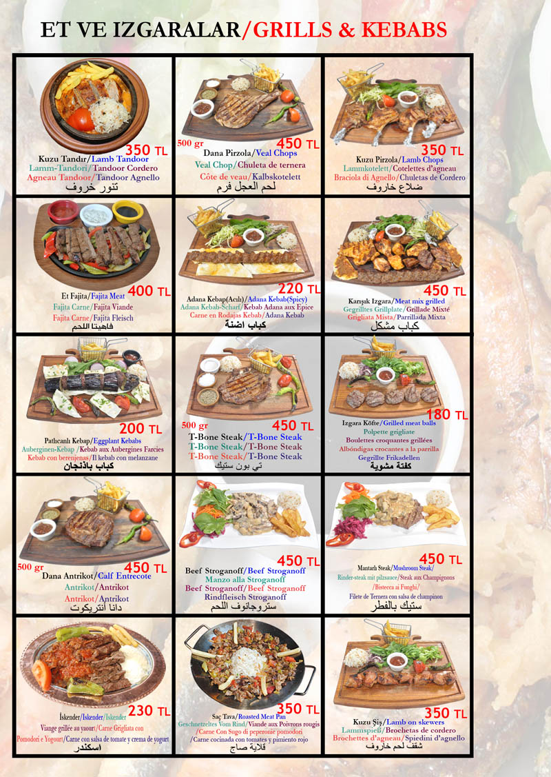 Turkish Restaurant Menu Price İstanbul